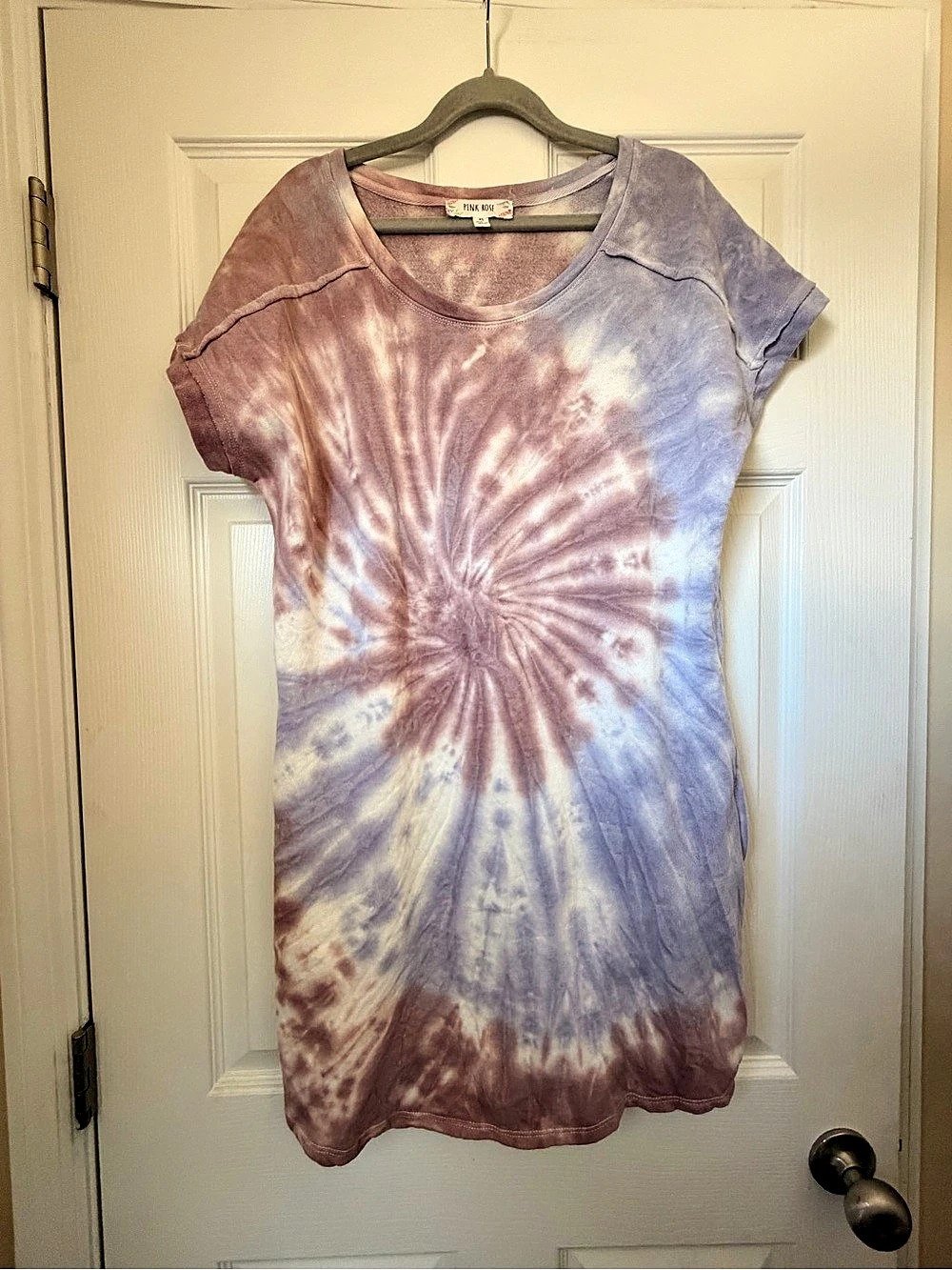 Pink Rose Tie-Dye Short Sleeve Tee in Purple & Pink Size XL